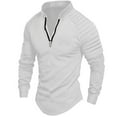 thumbnail image 1 of EOYWHK Linen Shirts Men's Solid Color Zippered Long Sleeved Sports Shirt　Winter Looks Clearance, 1 of 2