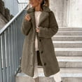 thumbnail image 1 of EOYWHK Long Fuzzy Jackets for Women Fleece Linen Winter Coats Oversized Loose Fit Button Down Hooded Warm Outerwear, 1 of 8