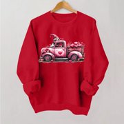 EOYWHK Long Sleeve Fall Sweatshirts for Women No Hood Cute Printed Round Neck Pullover Graphic Sweatshirts Clearance