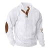 EOYWHK Men Blouses Man Fashion Casual Sports Stand Collar Button Patchwork Long Sleeve Pullover Sweatshirt Blouse Winter Looks