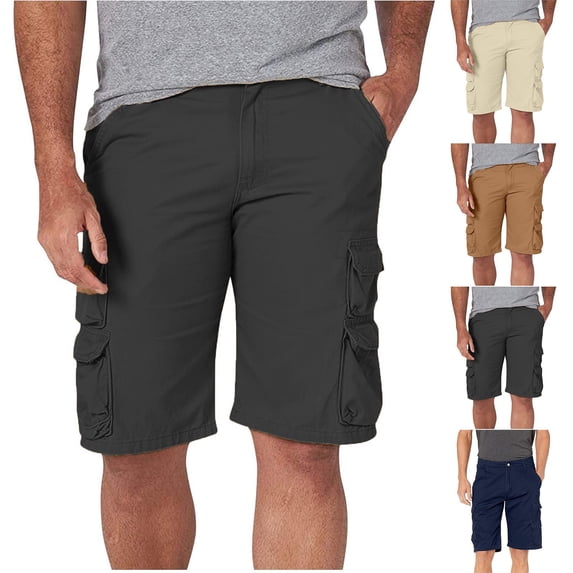 EOYWHK Men Quick Dry Athletic Cargo Shorts with Multi-Pockets Relaxed Fit Active Shorts Soft Lightweight Breathable Casual Shorts for Men Beige L