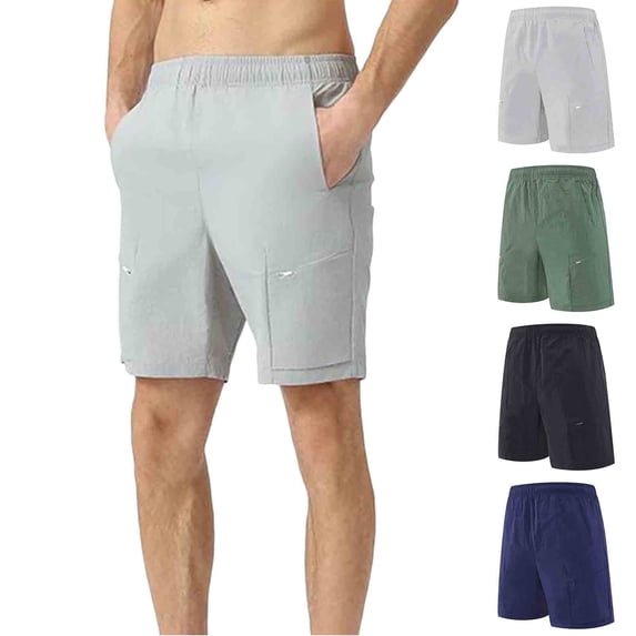 EOYWHK Men Running Shorts Quick Dry Breathable with Pockets Jogging Shorts Men Soft Lightweight Breathable Multi Pocket Shorts for Men Army Green, Size L