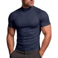 thumbnail image 1 of EOYWHK Men's Athletic Shirts & Tees Mock Neck Soft Stretch Compression Shirts Short Sleeve Slim Fit Casual Tee for Sport Training Workou Blue XXL, 1 of 5