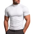 thumbnail image 1 of EOYWHK Men's Athletic Shirts & Tees Mock Neck Soft Stretch Compression Shirts Short Sleeve Slim Fit Casual Tee for Sport Training Workou White L, 1 of 4
