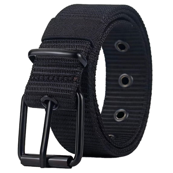 EOYWHK Men's Heavy Duty Nylon Work Belt for Men Causal Outdoor Pin Buckle Hiking Belts with Metal Eyelets Black Free Size