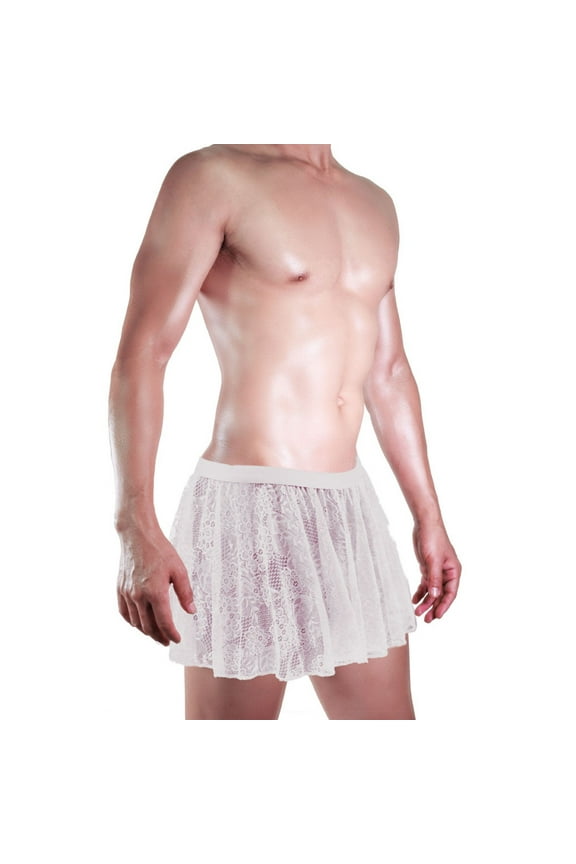 Men's Lace Underwear Oversized Casual Ruffled Panties Thongs Mini Skirt Swimwear Bottoms