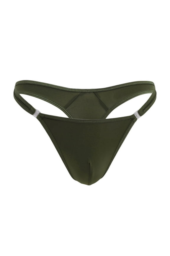 Men's Thong Underwear Cooling Ice Silk Bikini Underwear Adjustable Buckle Super Soft T Back Briefs U Bulge Stretch Swimwear Bottom