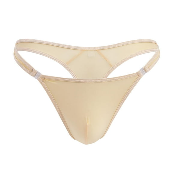 EOYWHK Men's Thong Underwear Cooling Ice Silk Bikini Underwear Adjustable Buckle Super Soft T Back Briefs U Bulge Stretch Swimwear Bottom