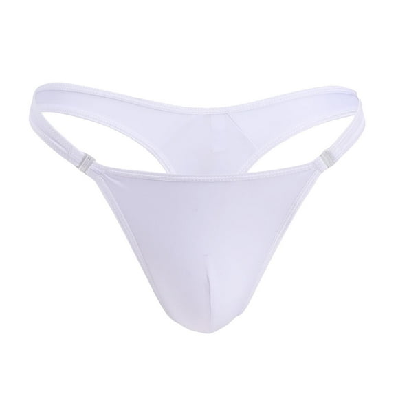 EOYWHK Men's Thong Underwear Cooling Ice Silk Bikini Underwear Adjustable Buckle Super Soft T Back Briefs U Bulge Stretch Swimwear Bottom