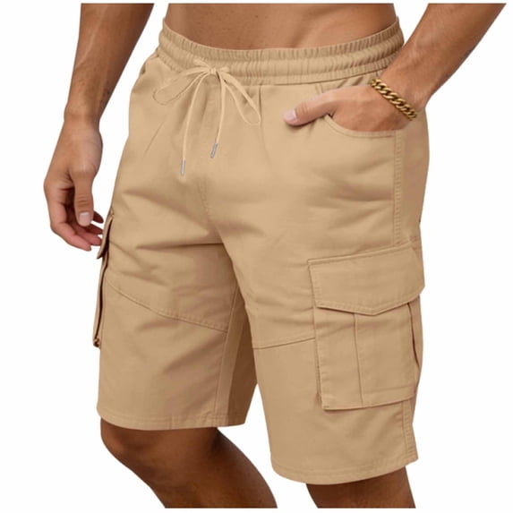 EOYWHK Mens Active Shorts Outdoor Multi Pocket Breathable Athletic Shorts Soft Lightweight Casual Activewear for Men Daily Wear Outdoor Khaki, Size S
