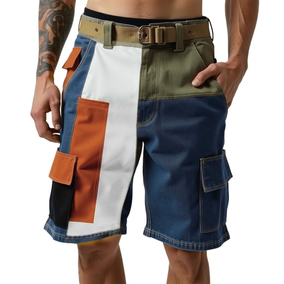 EOYWHK Mens Beach Shorts Outdoor Multi Pocket Breathable Cargo Shorts Soft Lightweight Casual Activewear for Men Daily Wear Outdoor Training Blue, Size M