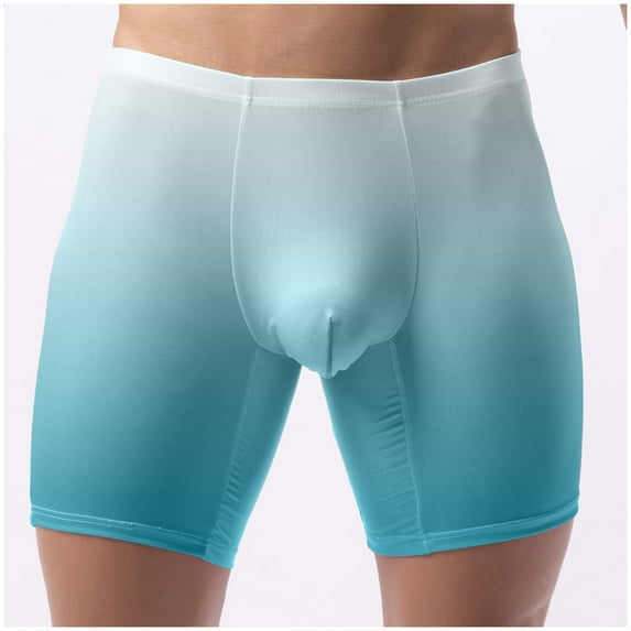 EOYWHK Mens Boxer Briefs Long Leg Silky Underwear Gradient Color Relaxed Fit Compression Athletic Boxers Seamless Comfortable Underpants with Pouch