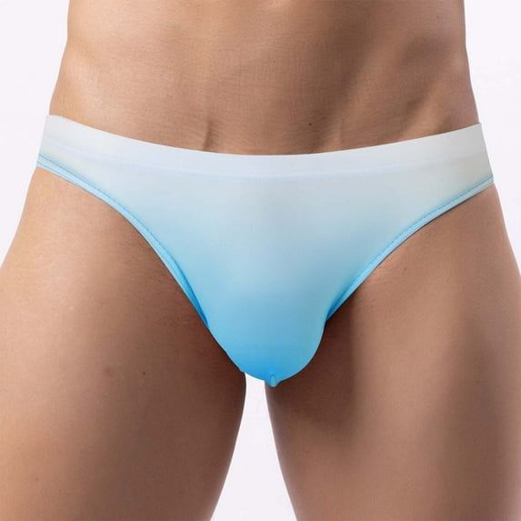 EOYWHK Mens Brief Underwear Gradient Color Seamless Swim Trunks Soft Comfy Thong with Pouch