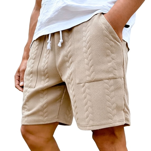 EOYWHK Mens Cargo Shorts with Pockets Elastic Waist Drawstring Mens Shorts Cargo Soft Lightweight Breathable Casual Activewear for Men Khaki, Size L
