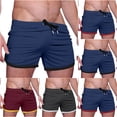 thumbnail image 1 of EOYWHK Men's Shorts Breathable Elastic Waist Beach Summer Shorts Soft Lightweight Relaxed Fit Casual Shorts with Pockets Blue L, 1 of 5