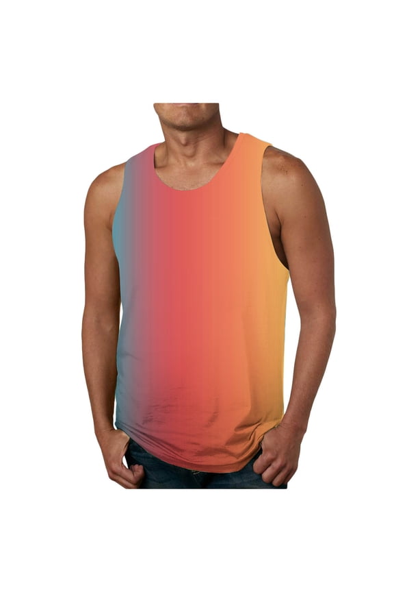 Mens Compression Tank Top Slimming Big and Tall Shirt M-6XL Spring Summer 2025 ,Mens Workout Tops Gradient Color Crewneck Sports Gym Training Tops
