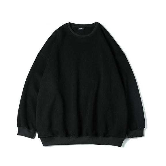 EOYWHK Mens Crewneck Sweatshirts Big and Tall Shirts Oversized Pullover Tops Warm Comfortable Solid Color Lounge Tops No Hood ,S-5XL