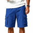 thumbnail image 1 of EOYWHK Mens Drawstring Shorts with Pockets Elastic Waist Drawstring Mens Elastic Waist Shorts Soft Lightweight Breathable Casual Activewear Blue, Size S, 1 of 9