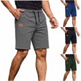 thumbnail image 1 of EOYWHK Mens Drawstring Shorts with Pockets Drawstring Mens Elastic Waist Shorts Soft Lightweight Breathable Active Shorts for Men Army Green, Size L, 1 of 8