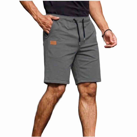 EOYWHK Mens Drawstring Shorts with Pockets Drawstring Mens Elastic Waist Shorts Soft Lightweight Breathable Active Shorts for Men Gray, Size M