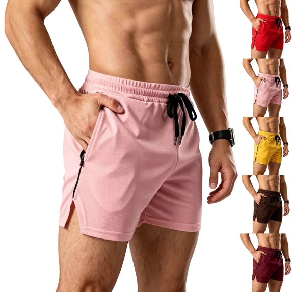 EOYWHK Mens Elastic Waist Shorts with Pockets Elastic Waist Drawstring Mens Drawstring Shorts Soft Lightweight Breathable for Gym Running Coffee, Size L