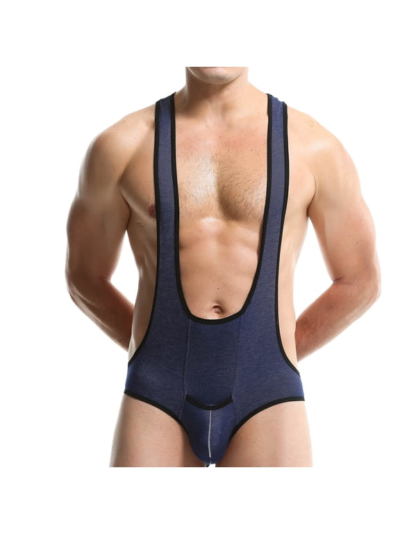 Mens Jumpsuits Bodycon Jockstrap Breathable Wrestling Singlet U-Back Thong Sleeveless G-string Underwear Leotard Underpants
