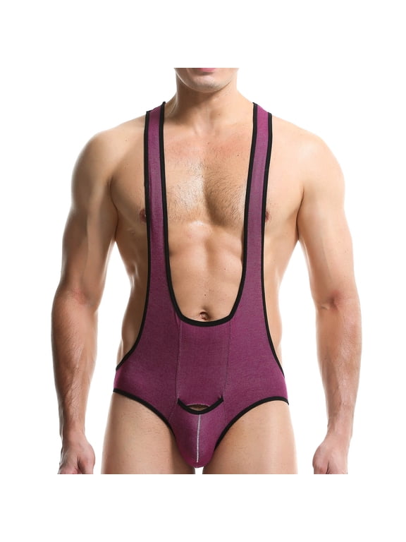 Mens Jumpsuits Bodycon Jockstrap Breathable Wrestling Singlet U-Back Thong Sleeveless G-string Underwear Leotard Underpants