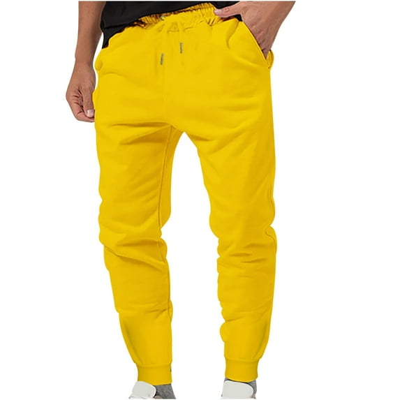 EOYWHK Mens Pajama Pants Men's Solid Color Sport Loose Pleated Small Legs Lace-up Solid Color Full Length Pants