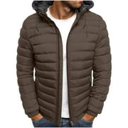EOYWHK Mens Puffer Jackets Fall Winter Cotton Coats Light Weight Down Jackets Quilted Hooded Outerwear Jackets