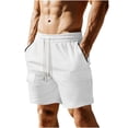 thumbnail image 1 of EOYWHK Mens Shorts Cargo Breathable with Pockets Elastic Waist Cargo Shorts Soft Lightweight Breathable Quick Dry Shorts for Men White, Size M, 1 of 7