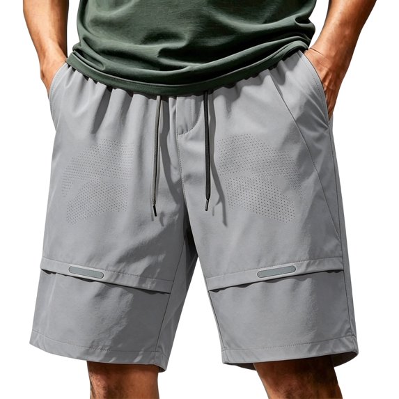 EOYWHK Mens Shorts Quick Dry with Pockets Elastic Waist Drawstring Sports Shorts for Men Soft Lightweight Breathable Casual Activewear Gray, Size XL