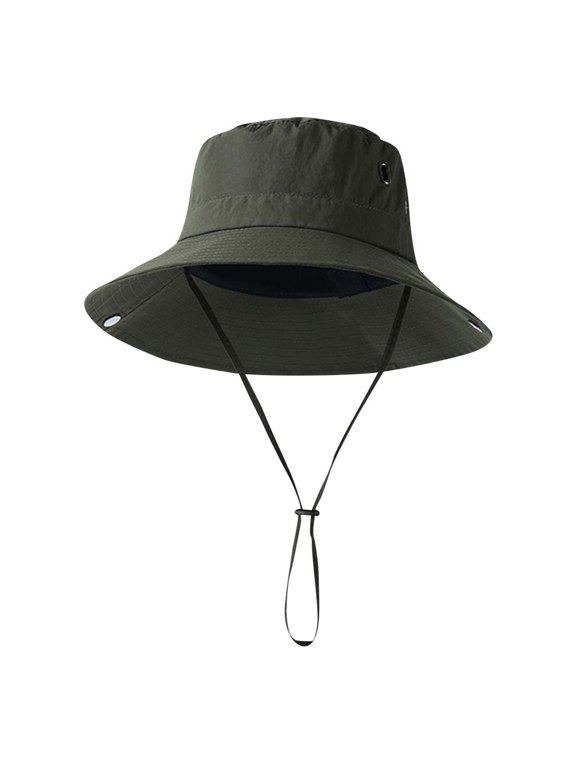 Mens Sun Hat UPF50+ Lightweight Safari Wide Brim Hats Protection Boonie Hats with Chin Strap for Outdoor Hiking Fishing
