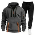 thumbnail image 1 of EOYWHK Mens Sweat Set Two Piece Winter Sweatsuits Half Zip Up Long Sleeve Hooded Sweatshirts and Sweatpants, 1 of 2