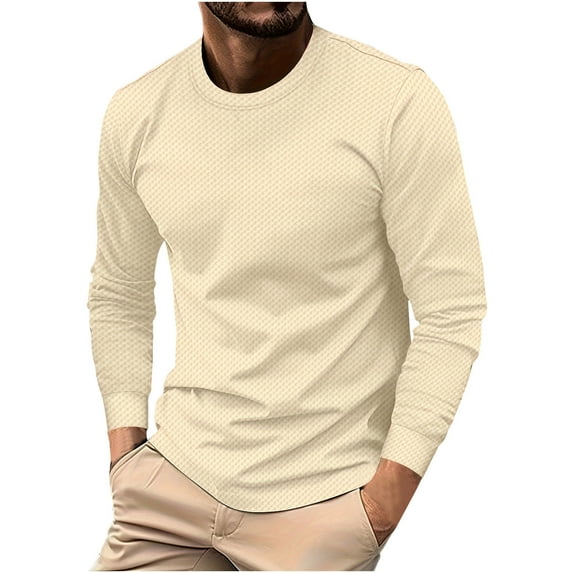 EOYWHK Mens Swim Shirt Man Long Sleeve Solid Color Round Neck Fashion Fallow Casual T-Shirt Tops