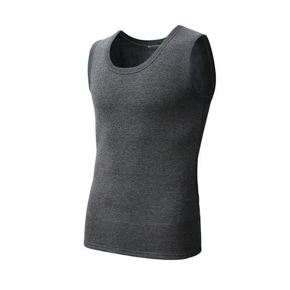 EOYWHK Mens Thermal Camisoles Casual Sleeveless Vests Round Neck Solid Color Muscle Slim Fit Undershirts