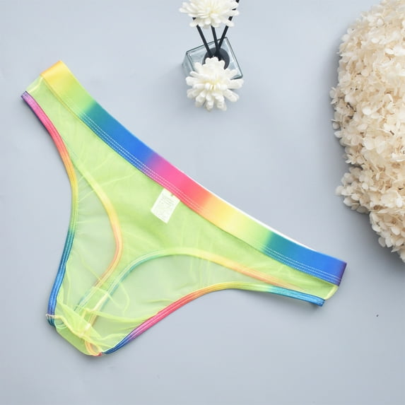 EOYWHK Mens Thong Underwear Stretch Breathable Underwear Low Rise G-String Seamless Brief Colorful Trim Luxury Thongs