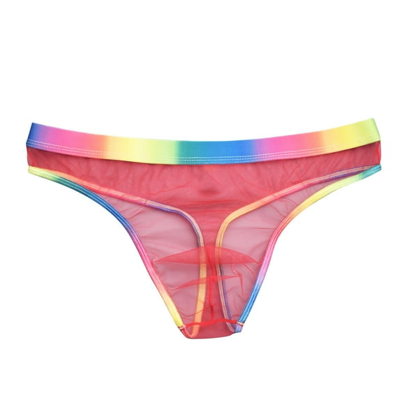 EOYWHK Mens Thong Underwear Stretch Breathable Underwear Low Rise G-String Seamless Brief Colorful Trim Luxury Thongs