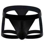 EOYWHK Mens Thongs Stretch Underwear Hollow Out Bandage Breathable Jockstraps with Pouch Clearance,M-3XL
