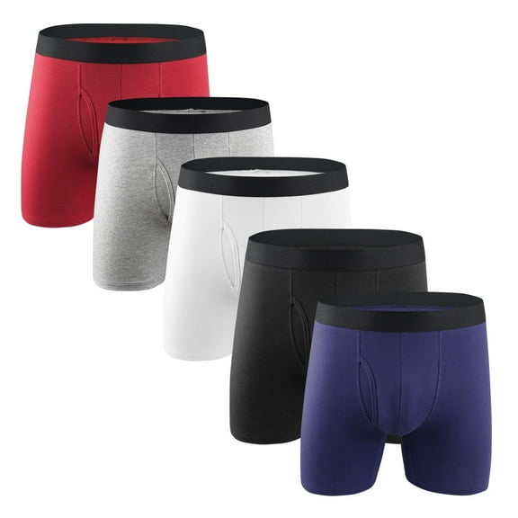 EOYWHK Mens Underwear Cotton Boxer Briefs Soft Boxers Stretch Elastic Waist Solid Color Slim Fit Underwear