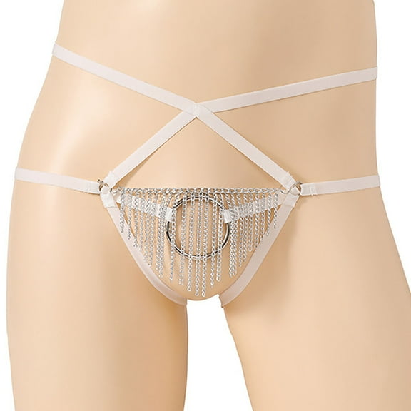 EOYWHK Mens V-Strings Thongs Cross Straps Tie Low Rise Underwear with Pouch