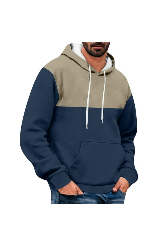 Mens Winter Tops Fashion Men Comfortable Hoodie Hooded Pocket Drawstring Tops Sweatshirt Winter