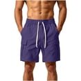 thumbnail image 1 of EOYWHK Mens Work Shorts with Pockets Elastic Waist Stretchy Work Shorts for Men Soft Lightweight Breathable for Casual Lounge Home Purple, Size L, 1 of 7