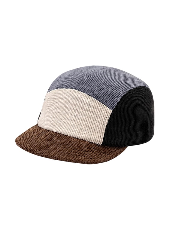 Mountain Hats for Men Retro Patchwork Flat Brim Sun Hats Soft Warm Baseball Hats Streetwear for Winter Fall, Black Free Size