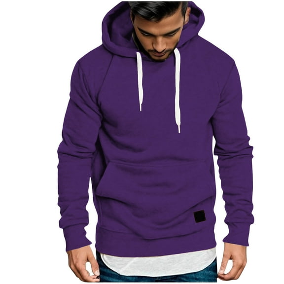 EOYWHK Oversized Hoodies for Men Athletic Hoodie Solid Color Pullover Long-sleeved Top Hooded Sweatshirt
