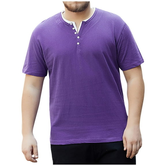 EOYWHK Oversized T-shirts for Big and Tall Men Cotton Henley Shirt Button Up Basic Tees Summer Lightweight Loose Short Sleeve Pullover Loungewear