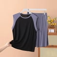 thumbnail image 1 of EOYWHK Pajama Sets for Big and Tall Men Sleeveless Tank Loose Color Blocked Sleep Shirts and Soft Comfortable Matching Shorts ,XL-5XL, 1 of 3