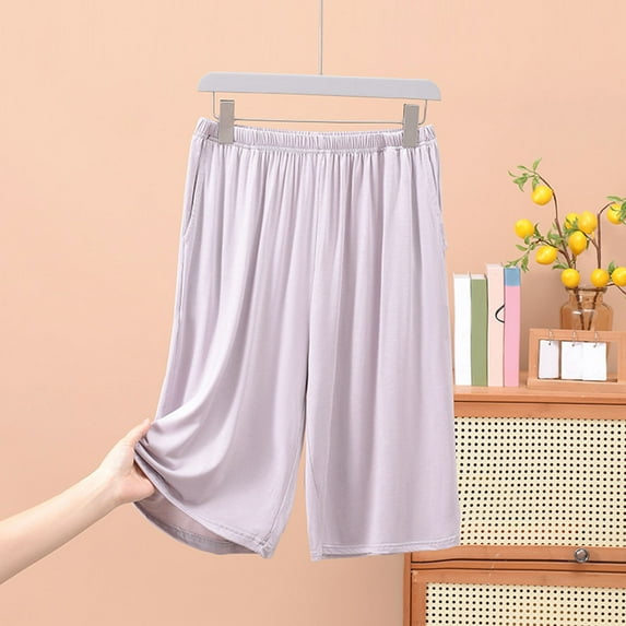 EOYWHK Pajama Shorts for Men Big and Tall Lounge Shorts Soft Flowy Loose Fit Pullover Summer Lightweight Sleepwear Bottom ,XL-5XL