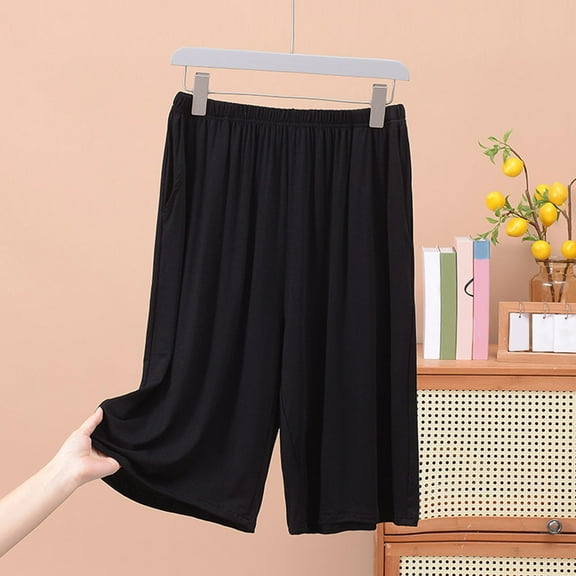 EOYWHK Pajama Shorts for Men Big and Tall Lounge Shorts Soft Flowy Loose Fit Pullover Summer Lightweight Sleepwear Bottom ,XL-5XL