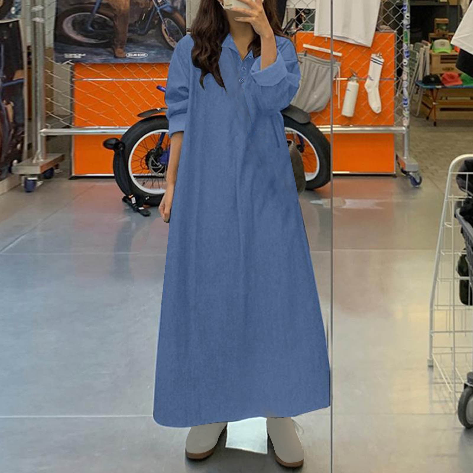 EOYWHK Plus Size Denim Dress for Women Long Shirts Maxi Dress Loose Fit  Flowy Distressed Jean Dresses,M-5XL - Walmart.com