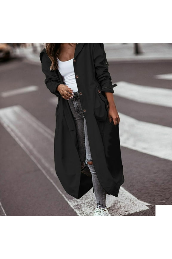 Plus Size Womens Coats Women's Color Casual Large Lapel Mid Length Trench Coat Major